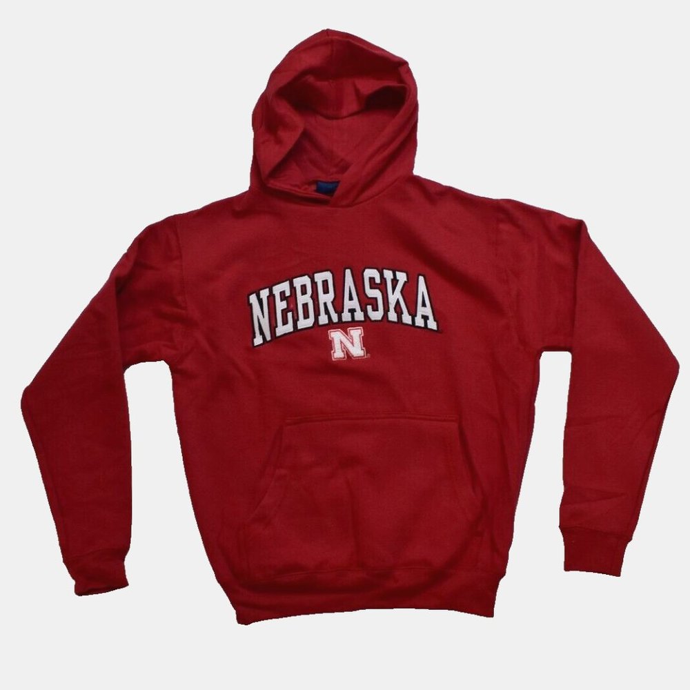 Old Varsity Brand Youth Boys Nebraska Huskers Embroidered Hoodie New With Tags